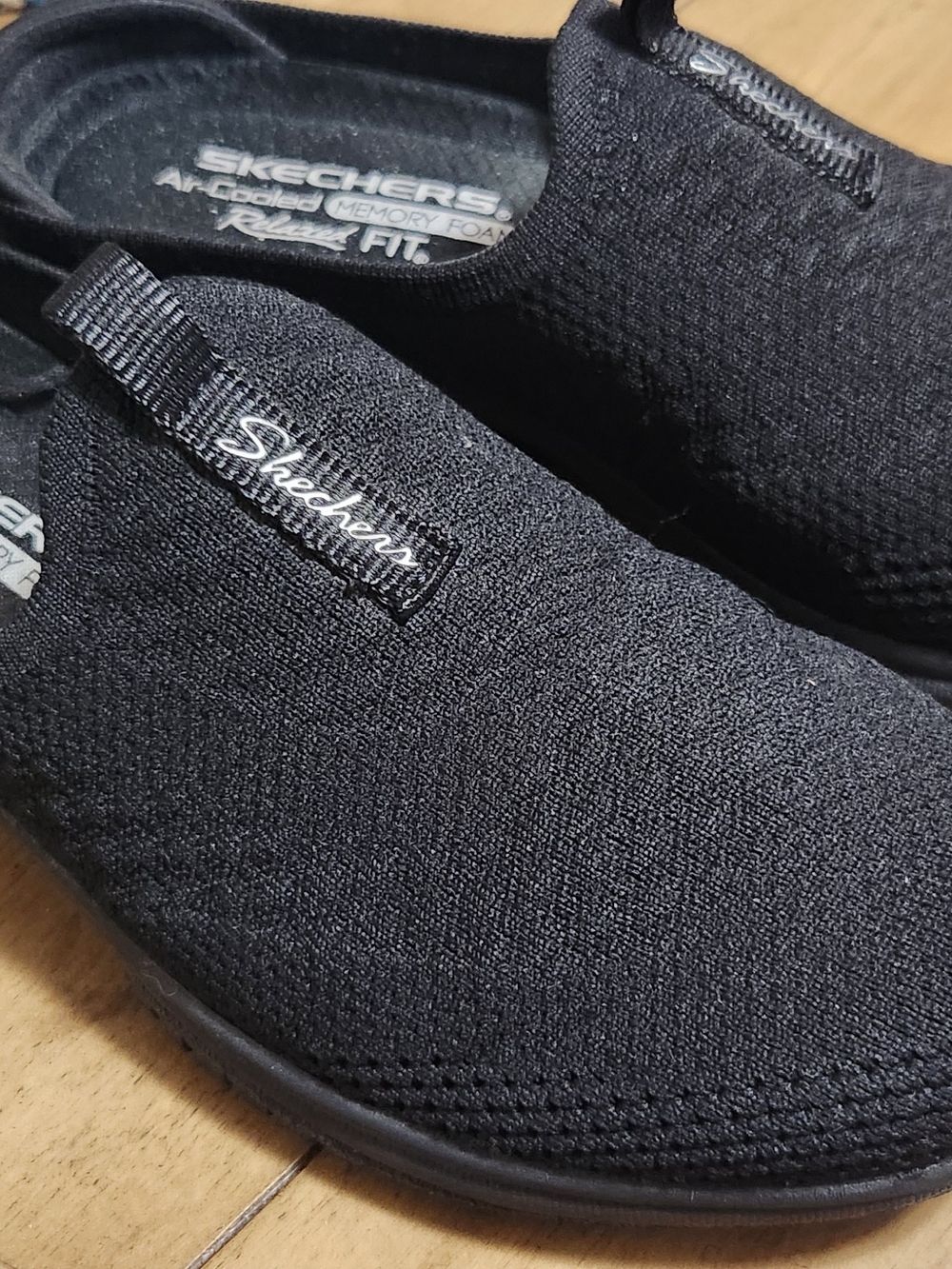 Skechers Black Slip-On Knit Memory Foam Loafers